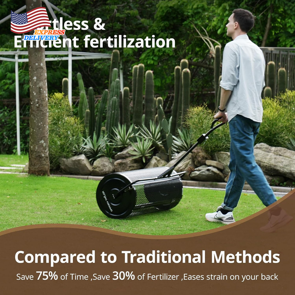 Compost Spreader 44" Towable Peat Moss Spreader with Installation Accessories US