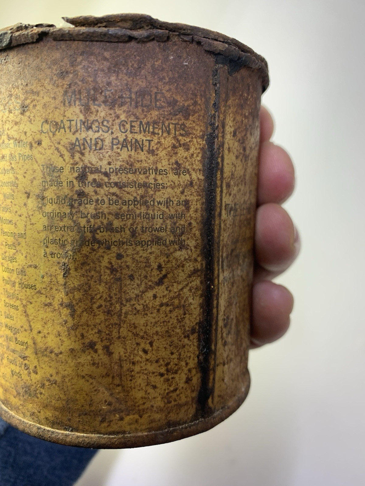 Vintage Mule-Hide Roofs plastic stay-tite cement 1 lb can, The Lehon Co, Chicago