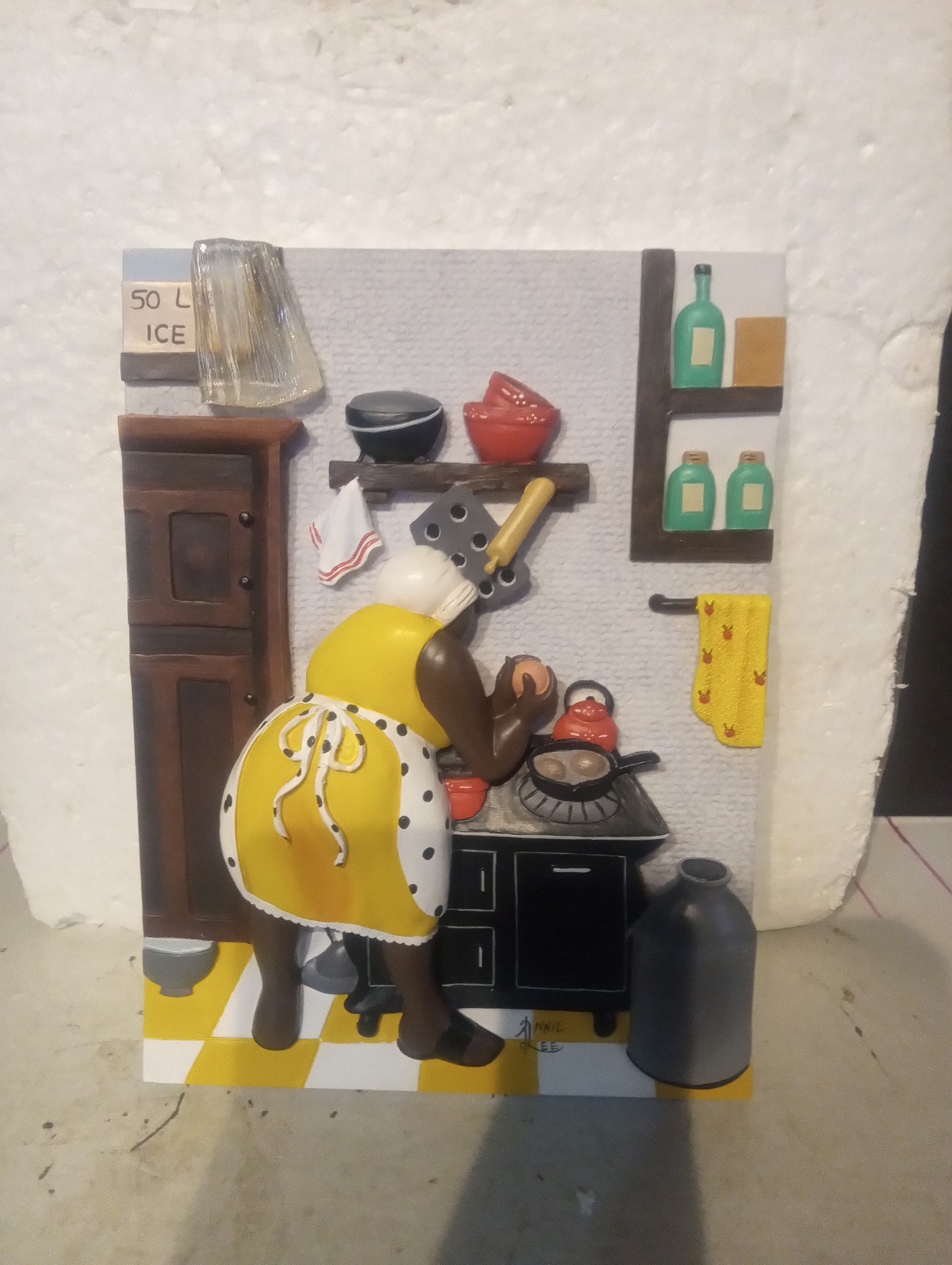 (3) Vintage Annie Lee CORN BREAD HOLY GHOST HAIR EXTESIONS CERAMIC WALL PLAQUES