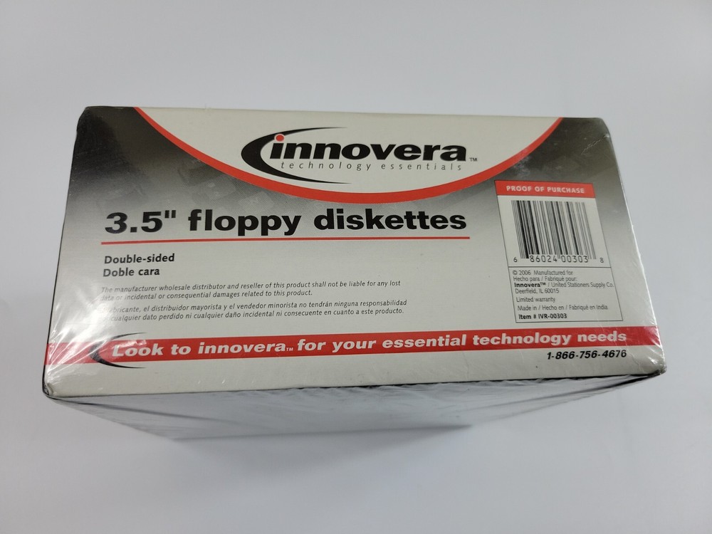 Innovera 3.5" Floppy Diskettes Double Side 100 Diskettes NEW Sealed