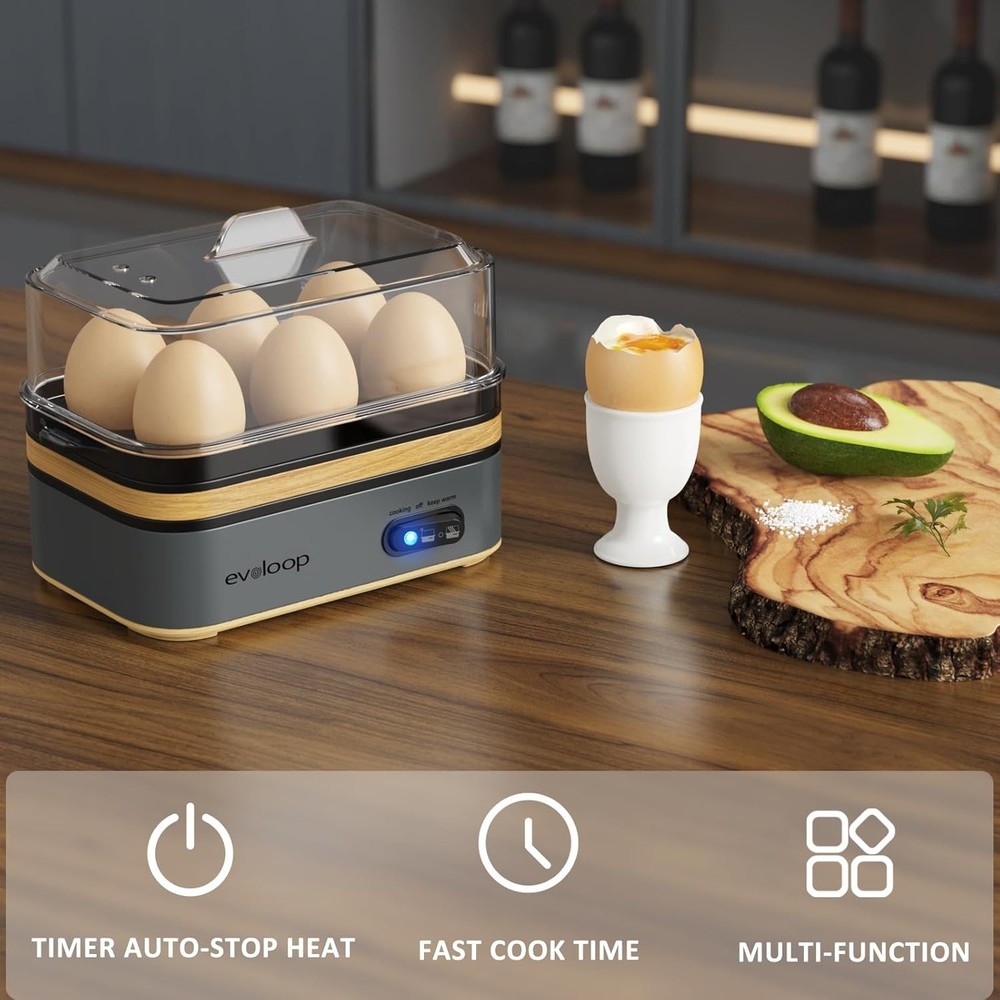 Rapid Egg Cooker Electric - 6 Eggs Capacity, Auto Shut-Off