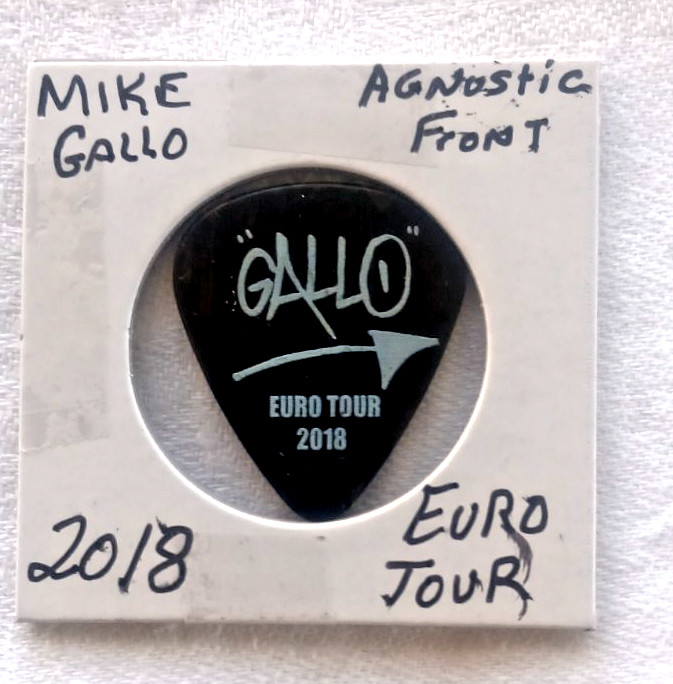 Agnostic Front Tour Issued Guitar Pick Mike Gallo European Tour 2018 Punk Rock