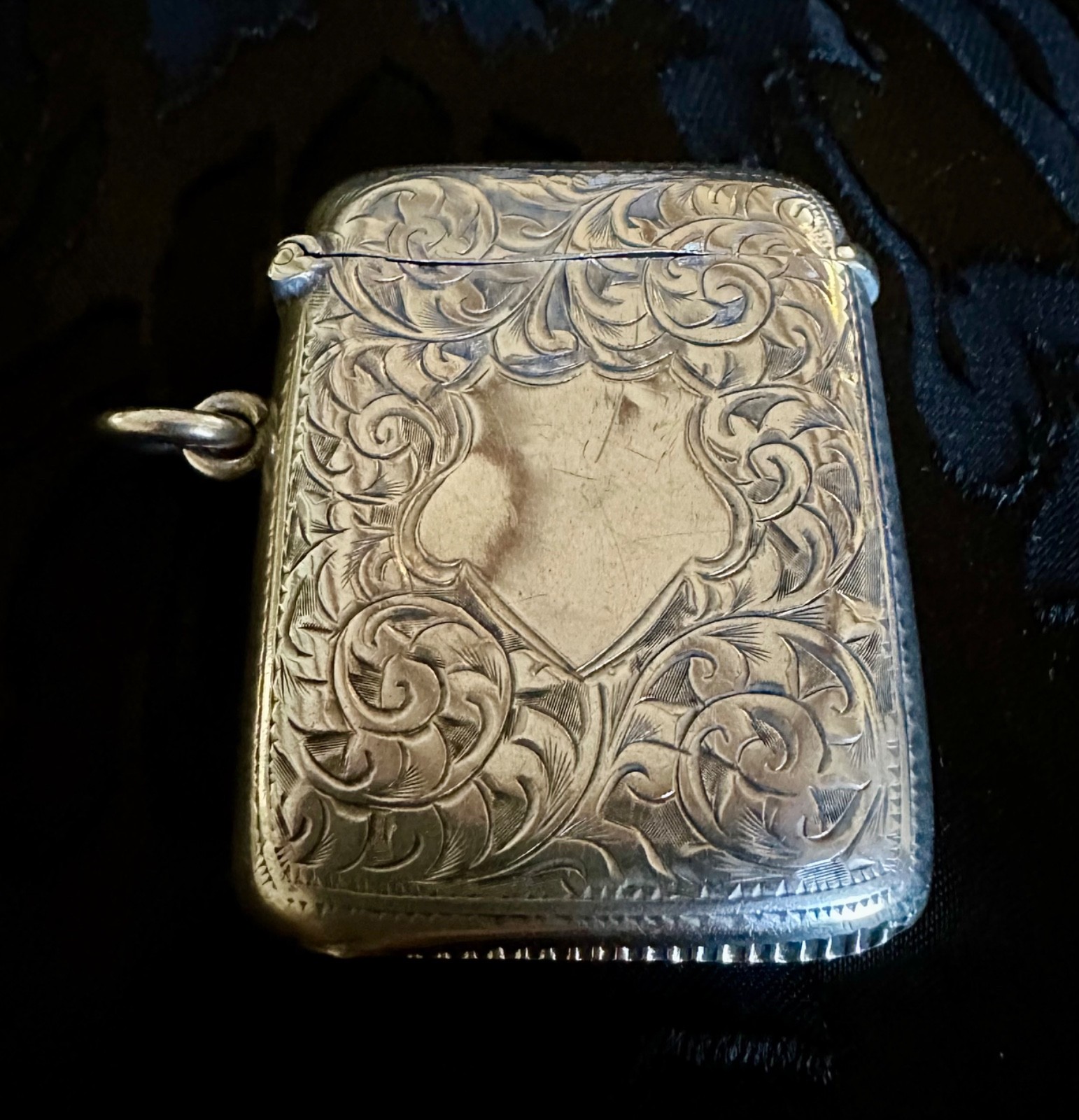 Antique Edwardian English Sterling Silver Vesta Case Match Safe Birmingham 1907