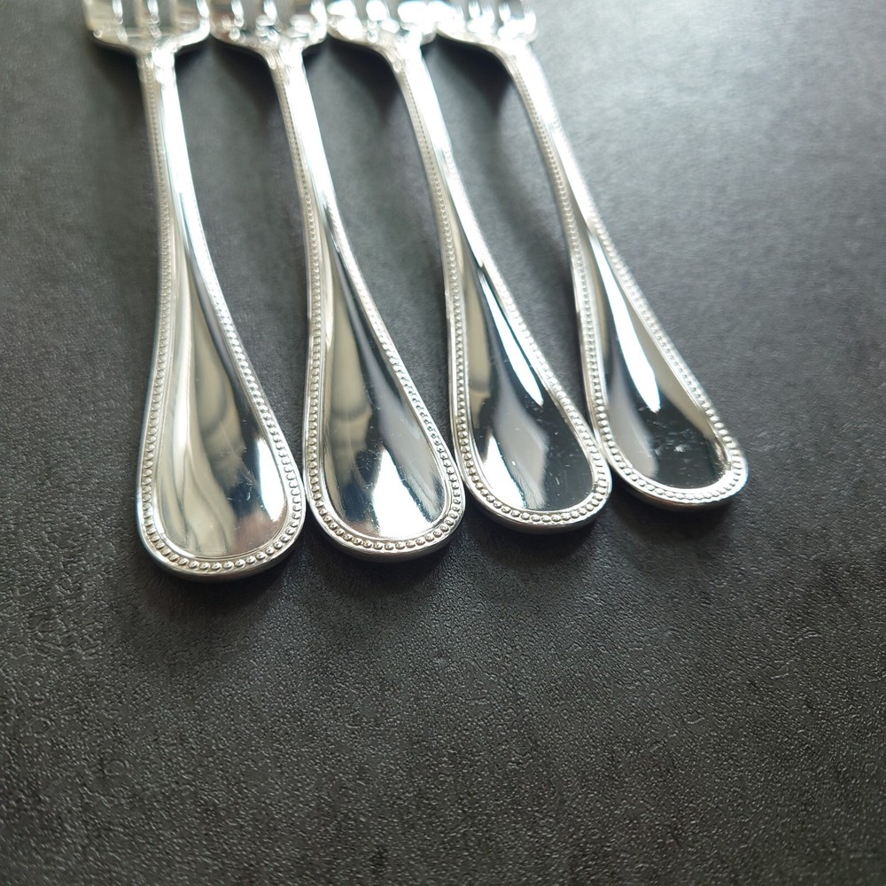 Christofle Perles 4pcs Silverplate Flatware Cake Fork Excellent