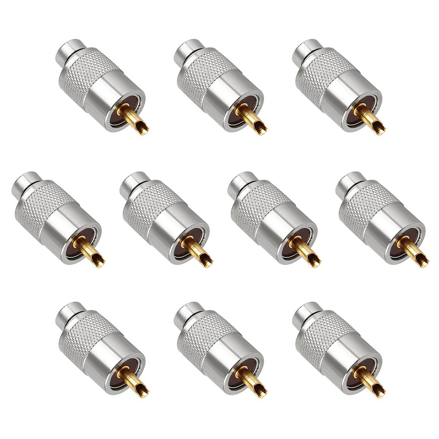 10-pack PL-259 Solder Connector Plug with Reducer for RG8X Coax Cable USA