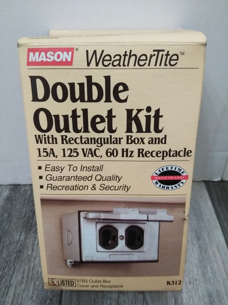 N.O.S Mason WeatherTite Double Outlet Kit Rectangular Box 15A 125V K312