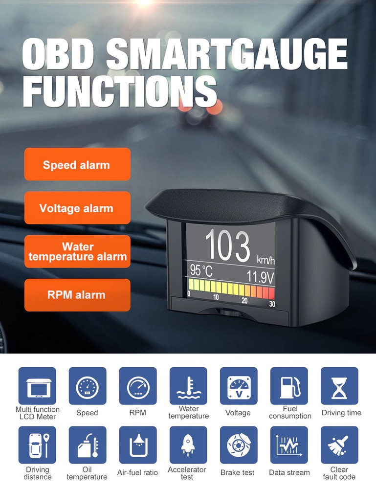 Car Heads Up Display for Cars Windshield Auto HUD OBD2 Code Reader Engine Check