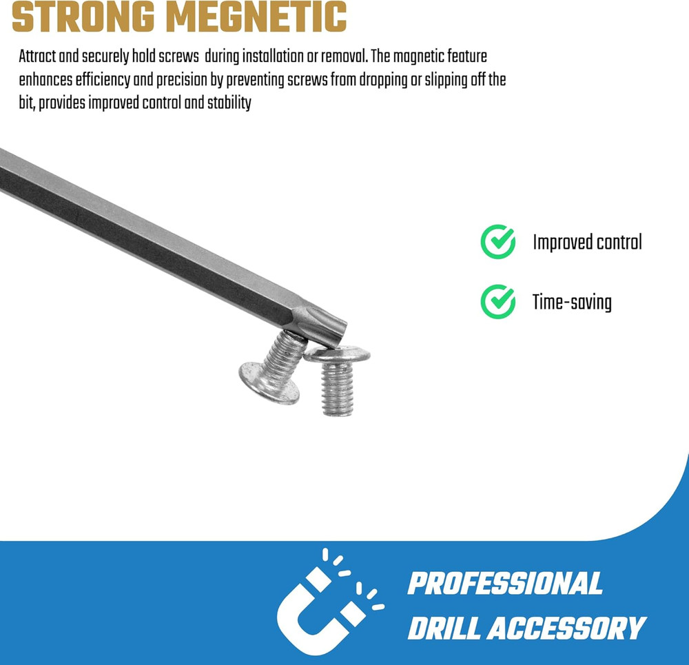TEGRODEX Extra Long Security Torx Bit Set, Extended Tamper Proof Star Bit Set, 1