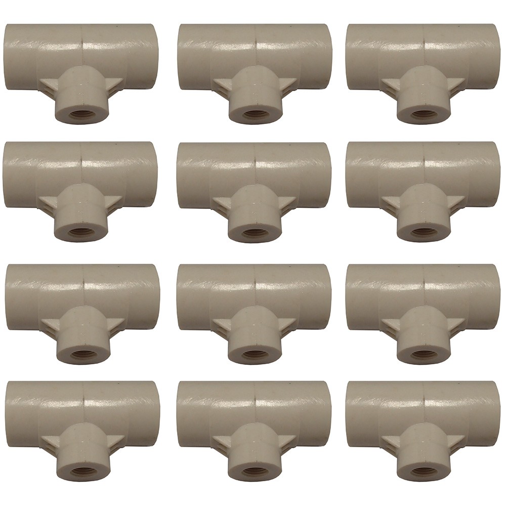 (12-Pack) PVC Tee Fitting 1/2" Reducing Threaded Poultry Bird Water Drinker Cup