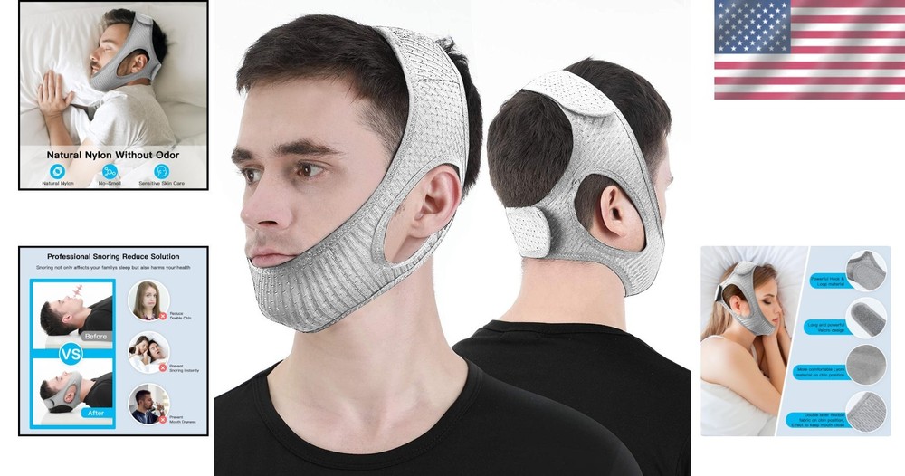 Adjustable Anti Snoring Chin Strap - Soft, Breathable Solution for Couples