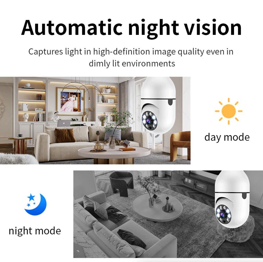 3Pcs Wireless WiFi Security Camera System Outdoor Night Vision E27 1080P Smart