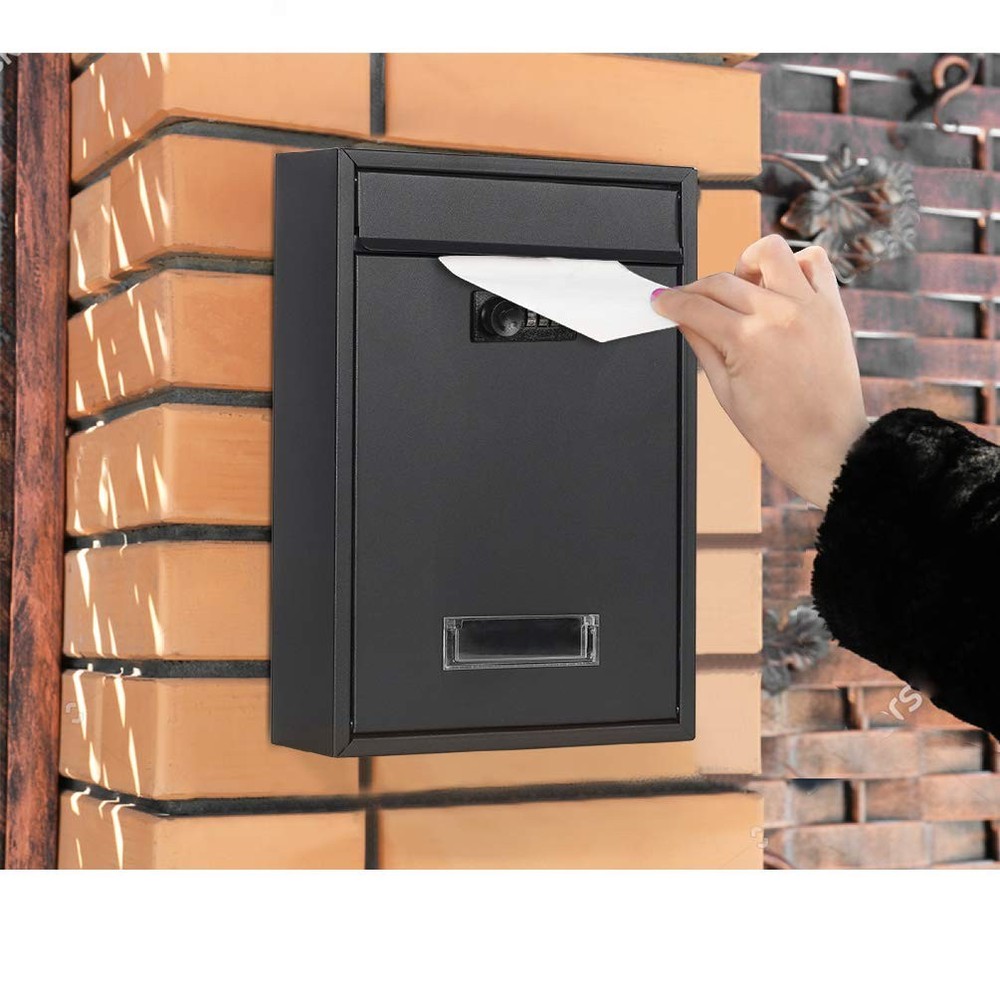 Locking Mailbox Wall Mounted Vertical- Medium, 06 Black Matt Combination Lock