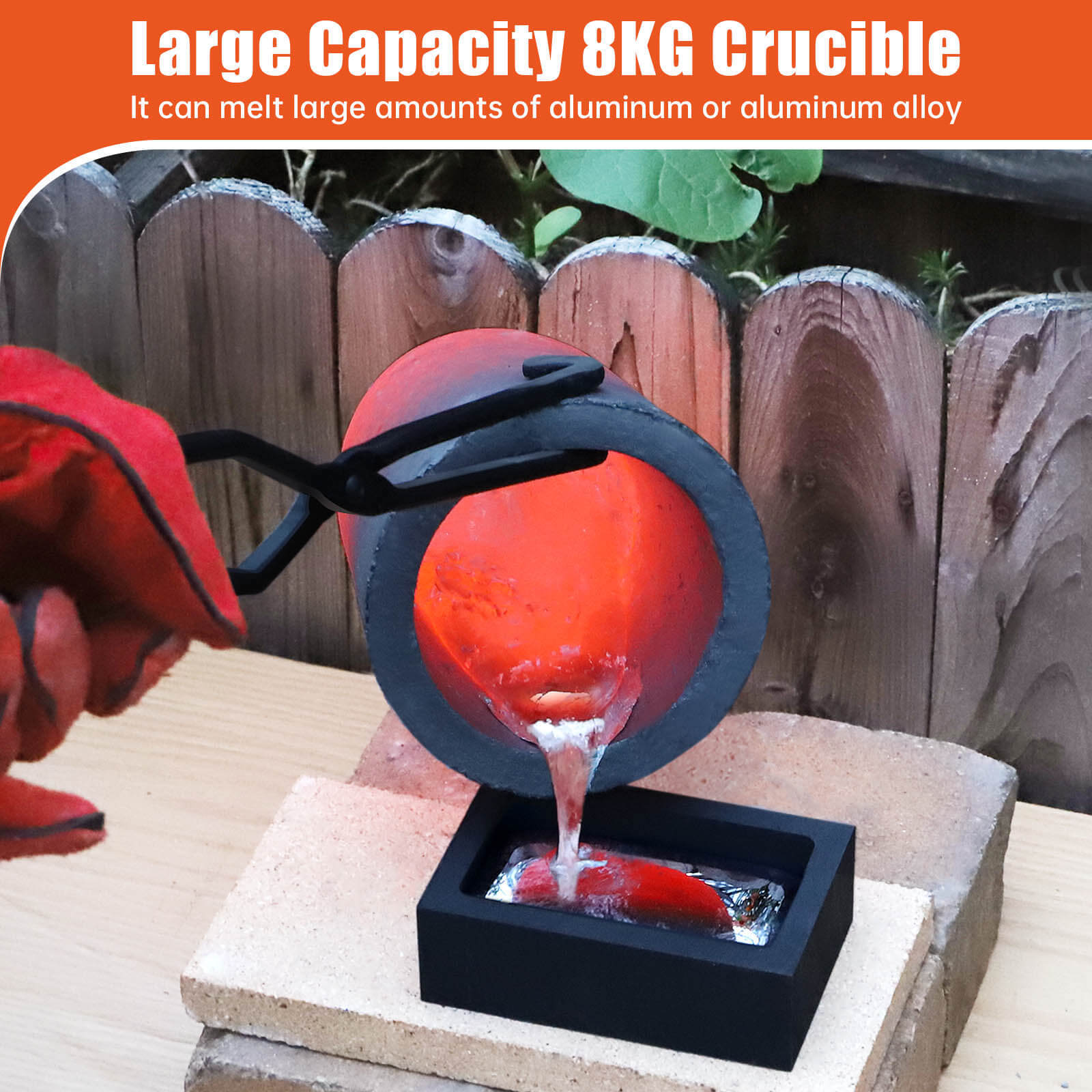 TOAUTO 8KG Electric Aluminum Melting Furnace 1800W Smelter Temperature Control