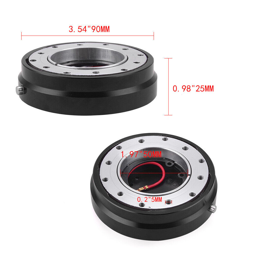 6-Hole Steering Wheel Black 1" Thin Quick Release Short Adapter Kit Universal 4