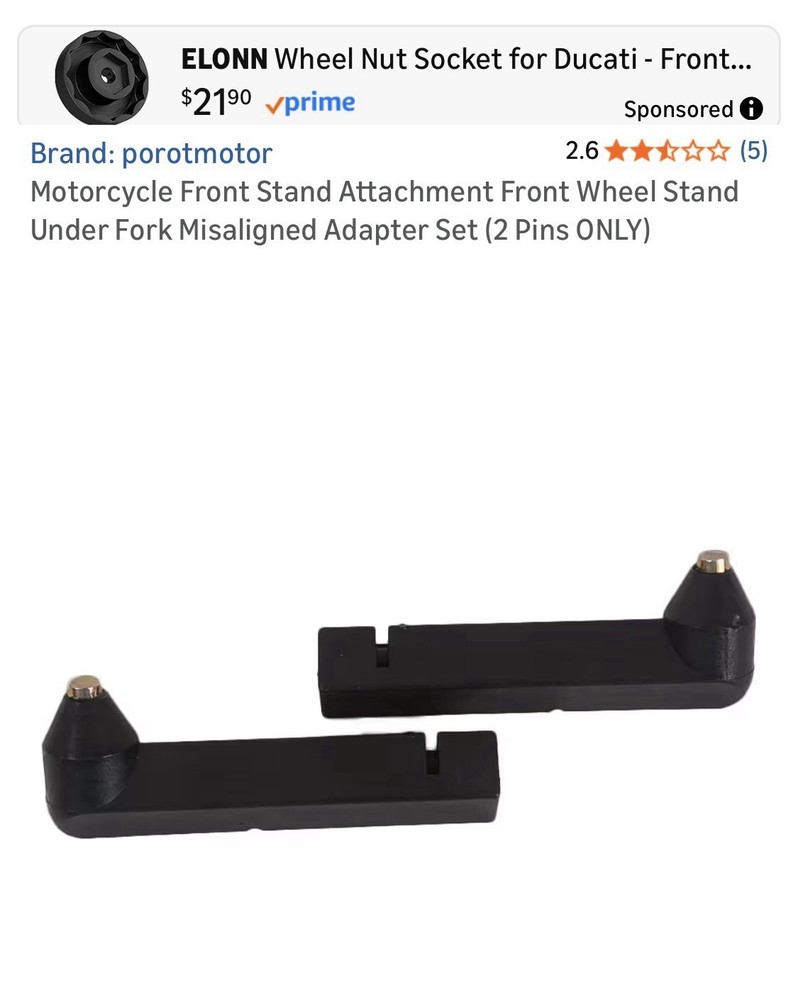 Motorcycle Front Wheel Stand Attachment | Under Fork Misaligned