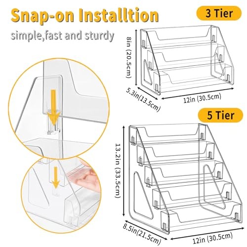 2 Pack 3-Tier Greeting Card Display Stand – Clear Vertical Riser 3-Tier (2pack)