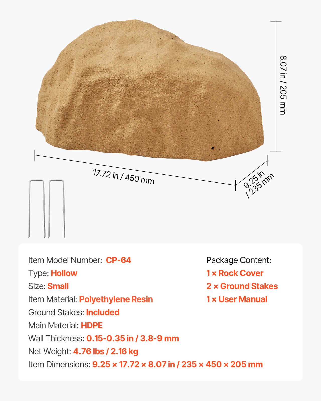 VEVOR Faux Landscape Rock Well Pump Cover Realistic Lightweight Sand Yellow S