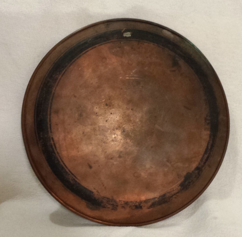 Vintage Copper Plate 9-1/4" Heron Bird Decorative Design Elements Distressed