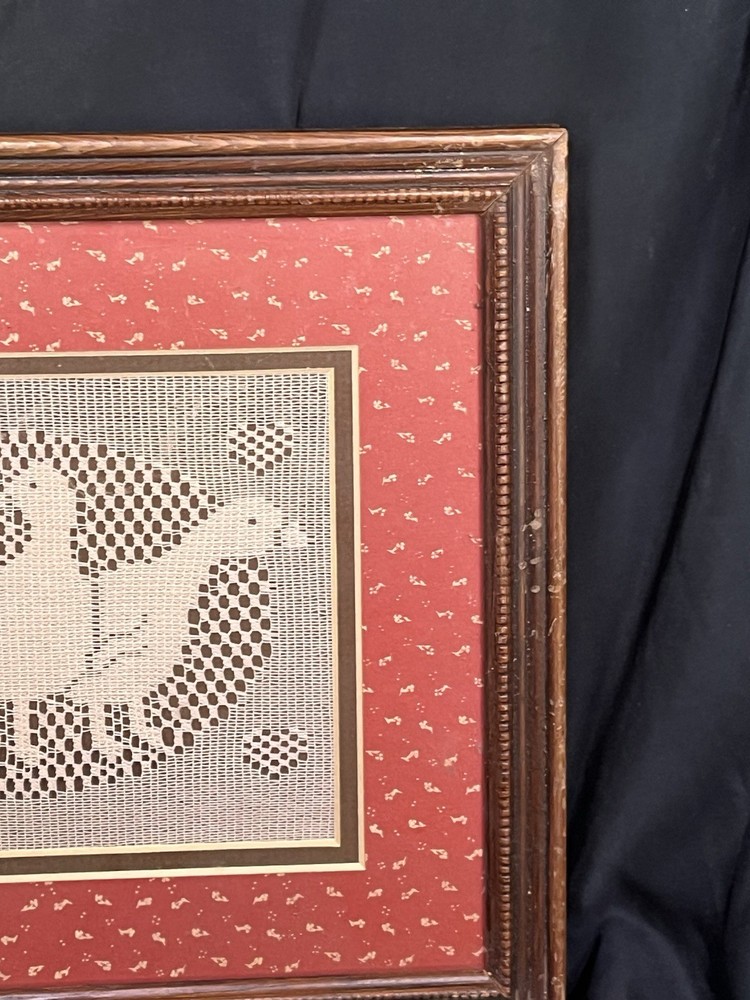 framed lacework ducks scene framed 11.25 x 9.25”