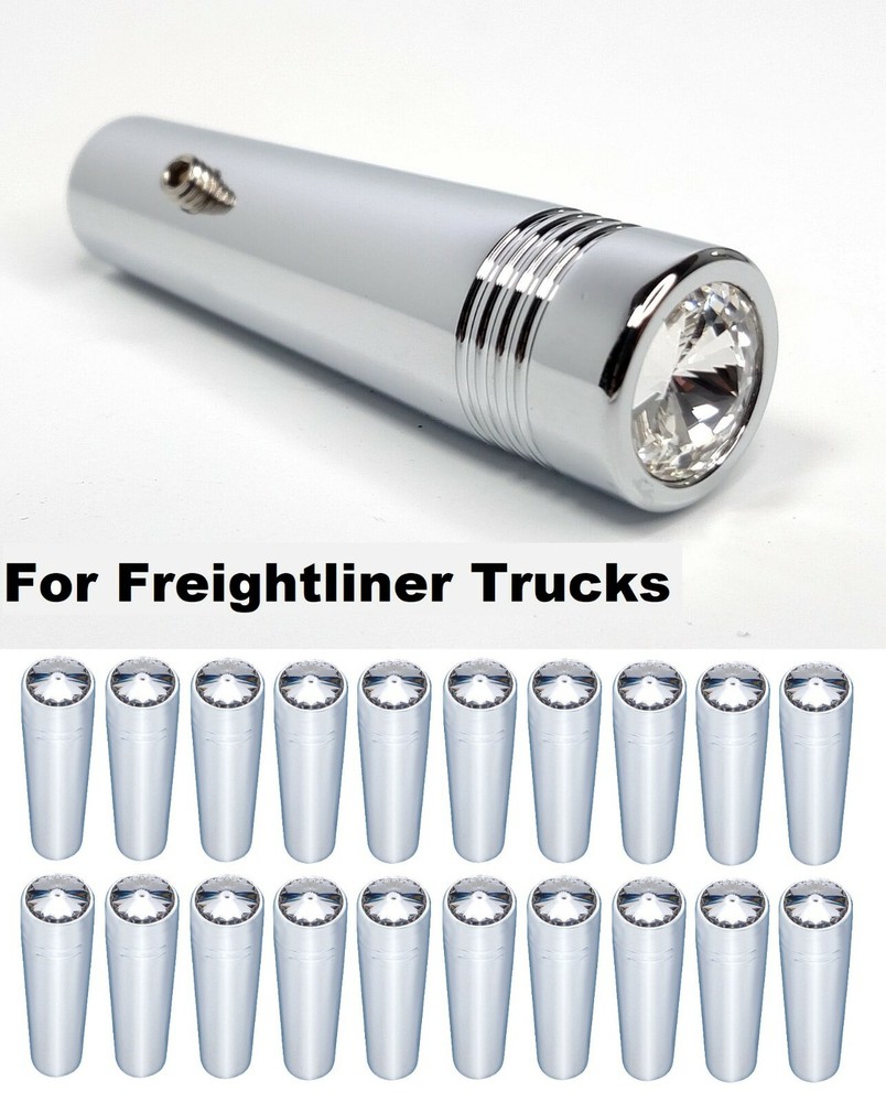 (Set/20) Clear Crystal Chrome Toggle Switch Extensions- Freightliner 2-1/4" Long