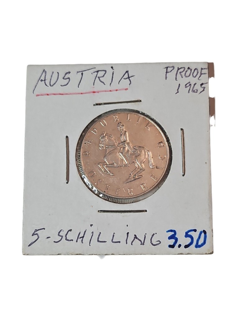 🔥Austria 5 Schillings 1965, Coin, Silver, Proof,