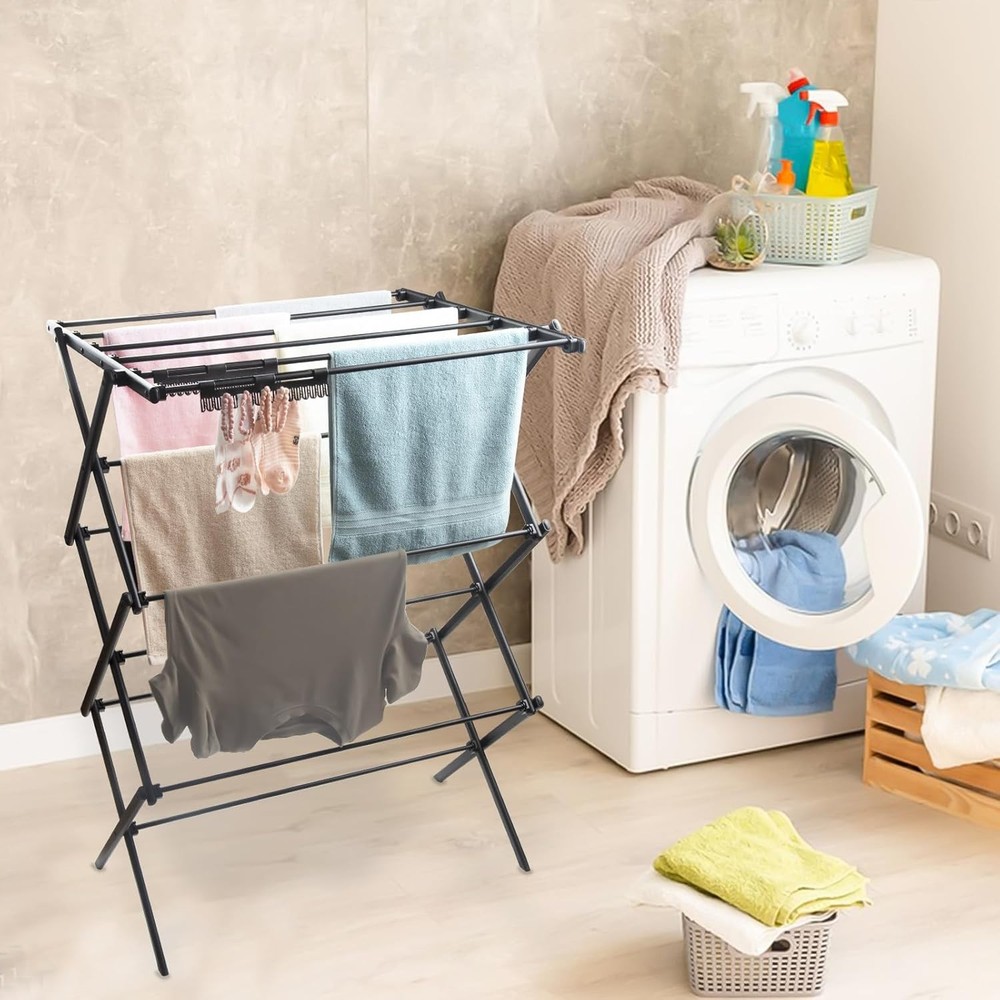 3 Tier Foldable Drying Rack, Vertical Laundry Rack, Portable and Collapsible