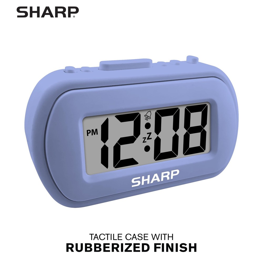 Sharp Digital Alarm Clock – Tactile Case with Soft Rubberized Small, Lavender