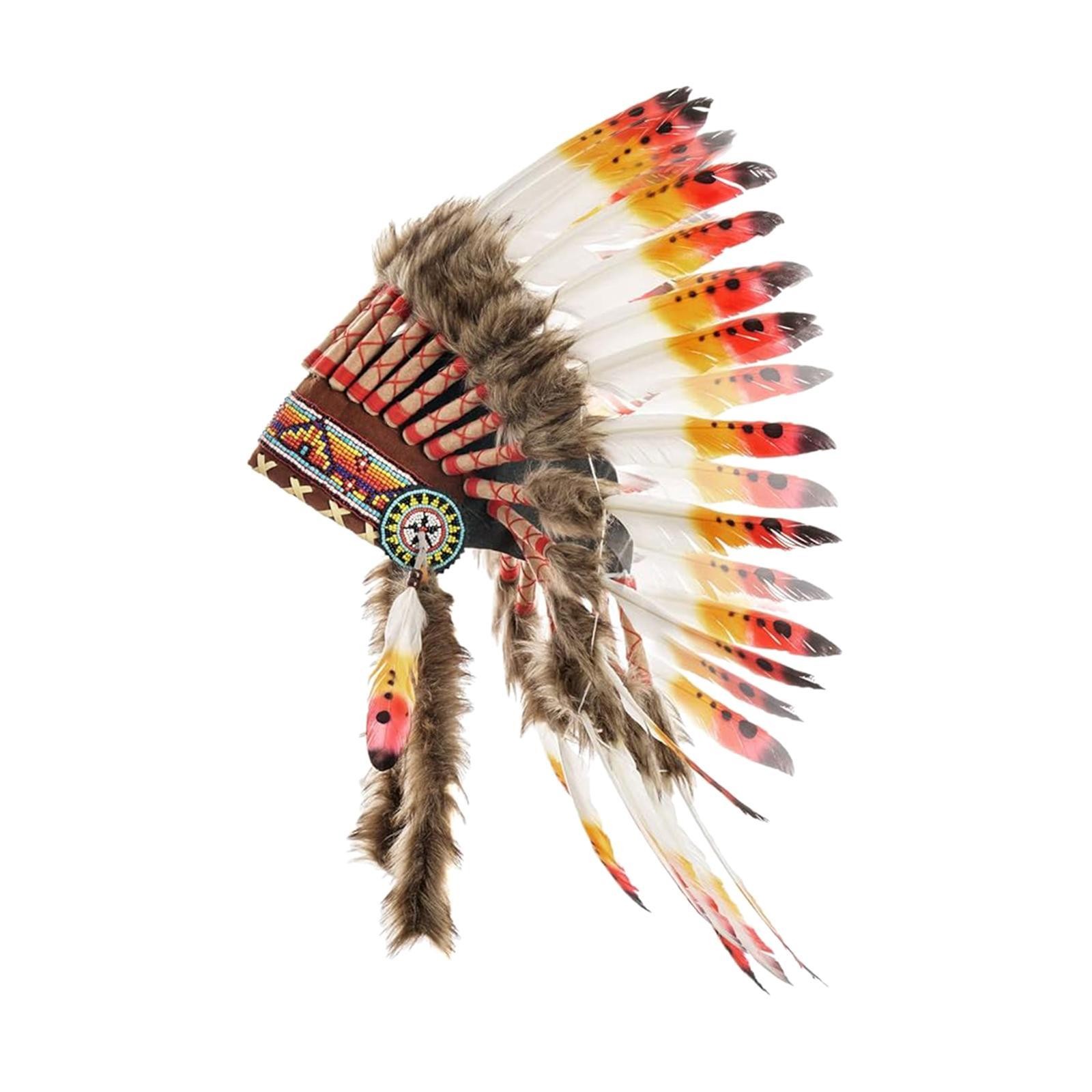 Indian Chief Feather Headdress Hat Headwear for Masquerade Fancy Dress Dance