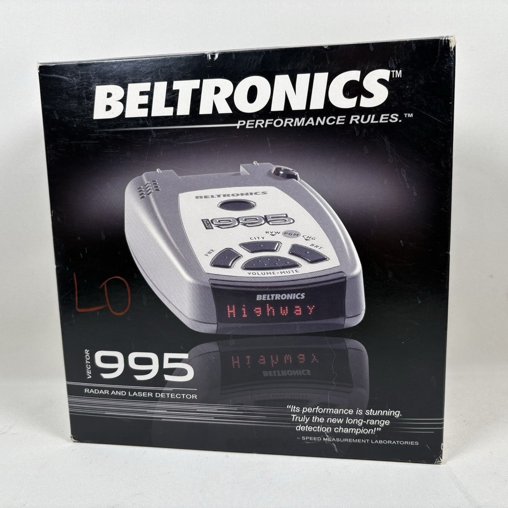 Beltronics Vector 995 Radar Detector + Power Cord & Mount + Extra Suction + Case
