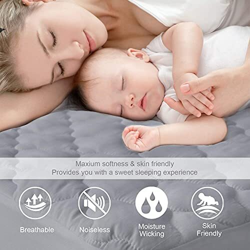 Waterproof Mattress Protector Cover Twin Size Deep Pocket Polyester Gray