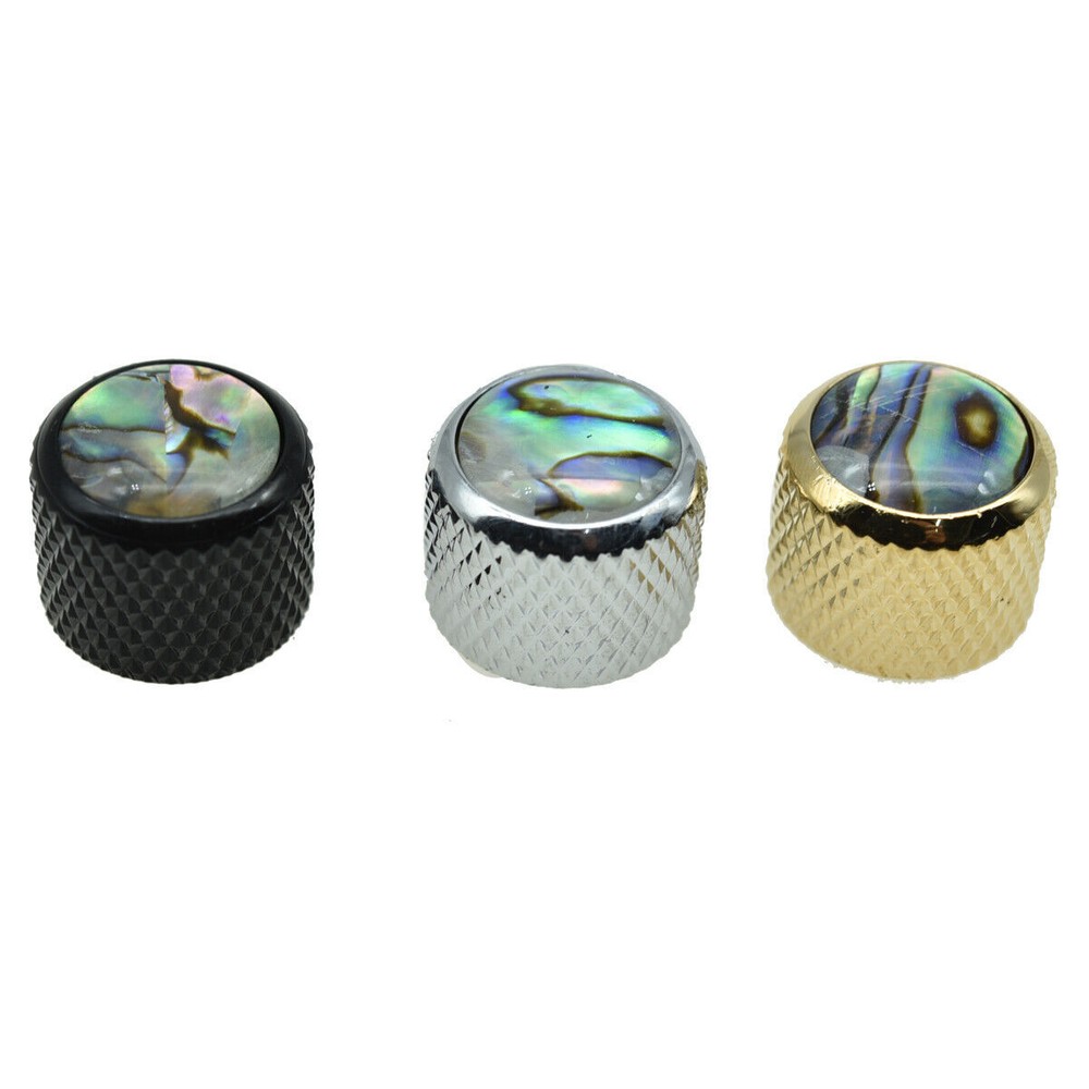 KAISH 19.5mm Abalone Inserts Dome Knobs Guitar Bass Knobs fits PBass/Tele Chrome