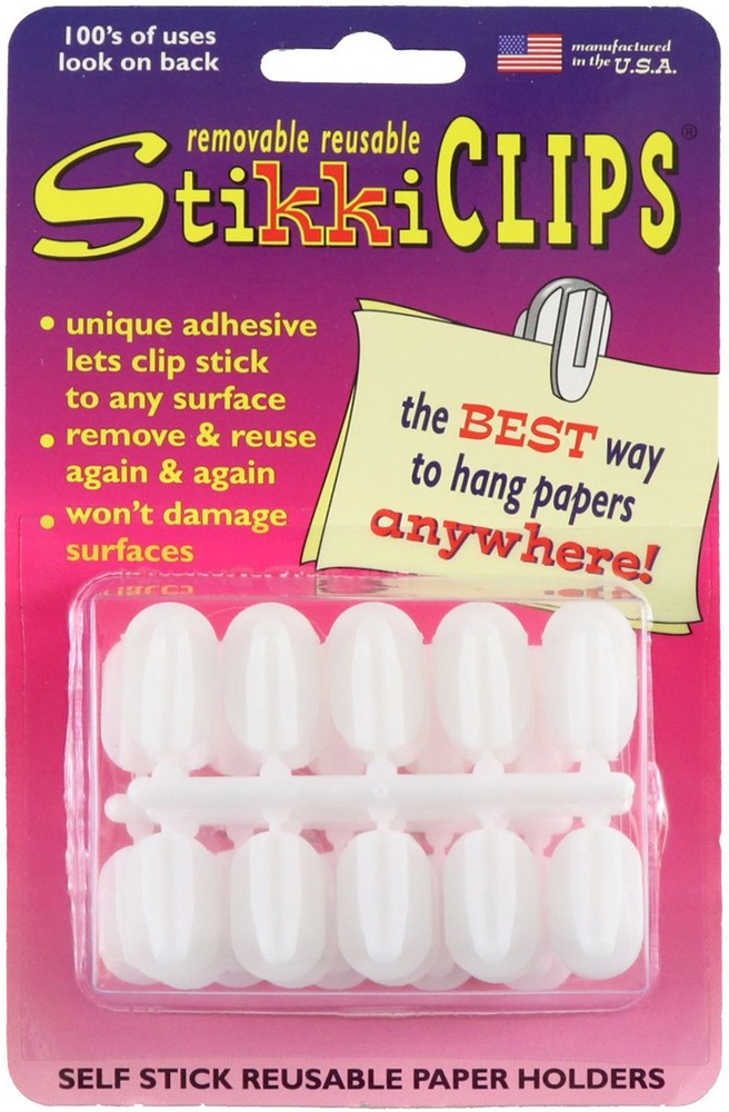 StikkiCLIPS Self-Stick Reusable Paper Holders 30/Pkg-White - 2 Pack