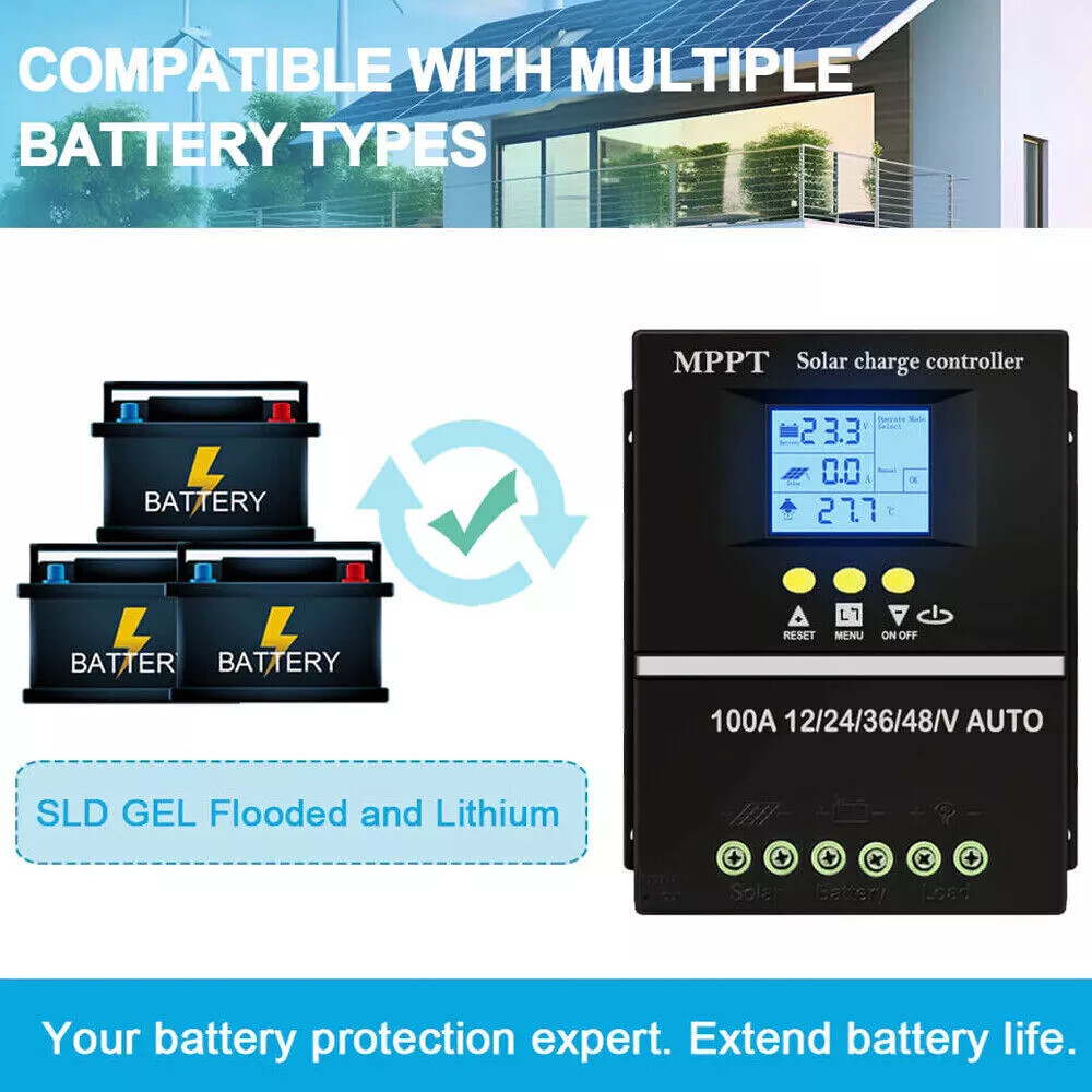 4000W 100A MPPT Solar Charge Controller USB 12V 24V 36V 48V PV Battery Regulator