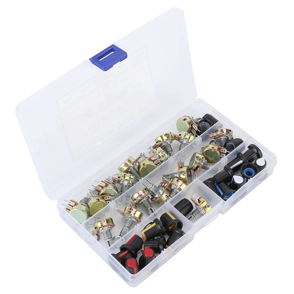 Adjustable Potentiometer Kit: 5K-100K Ohm Linear Taper w/ Volume Control Buttons