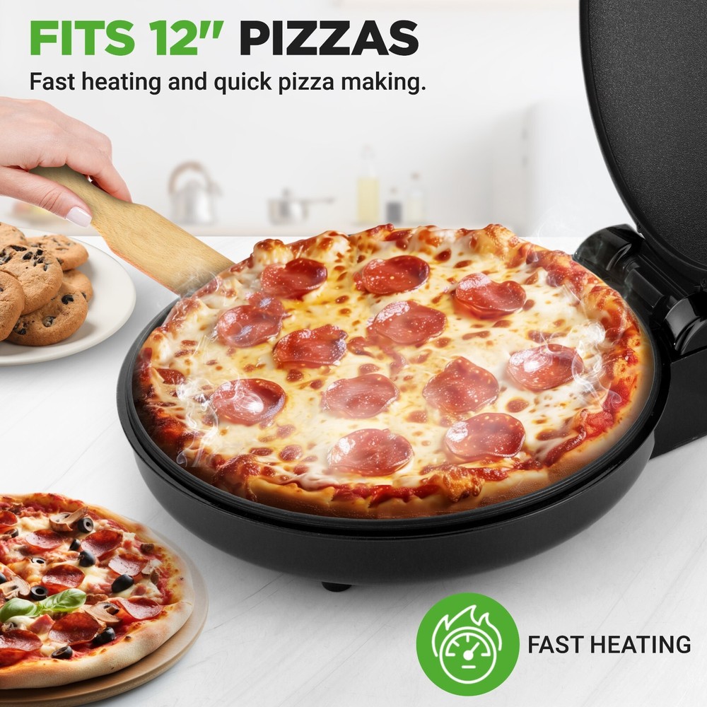 NutriChef Countertop Pizza Maker - Non-Stick Electric Pizza Oven Uplift Function