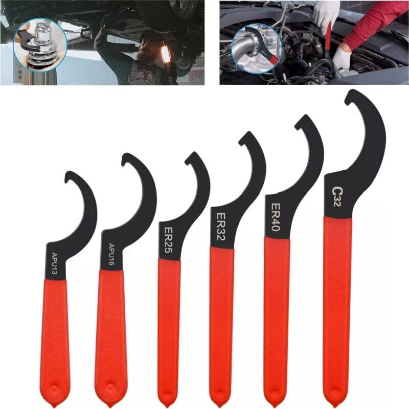 6pcs Coilover Spanner Wrench Set Coilover Wrench C-Shape Spanner Wrench Shock US
