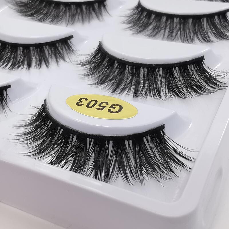 G503 Long & Wispy False Eyelashes 3D Volume, Reusable, Perfect for Dramatic 5pcs