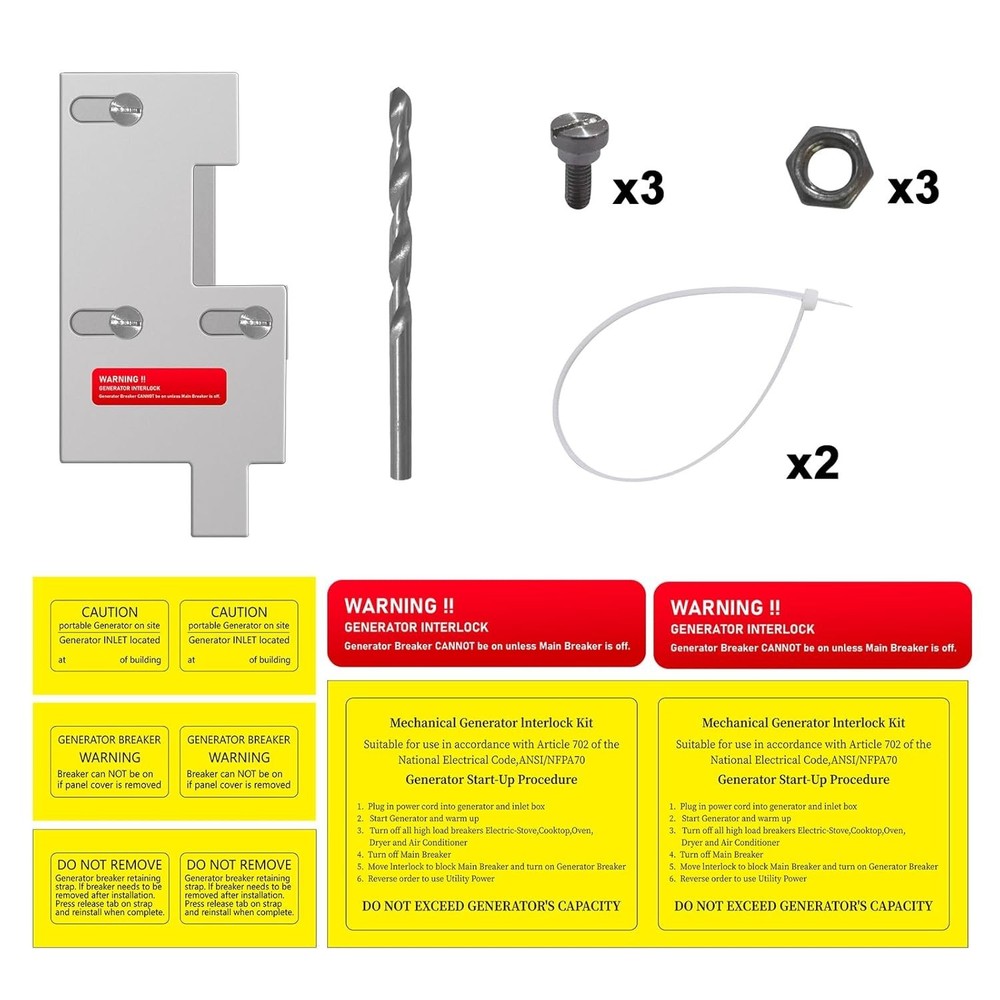 Generator Interlock Kit Compatible with GE General Electeric Breaker Panels w...