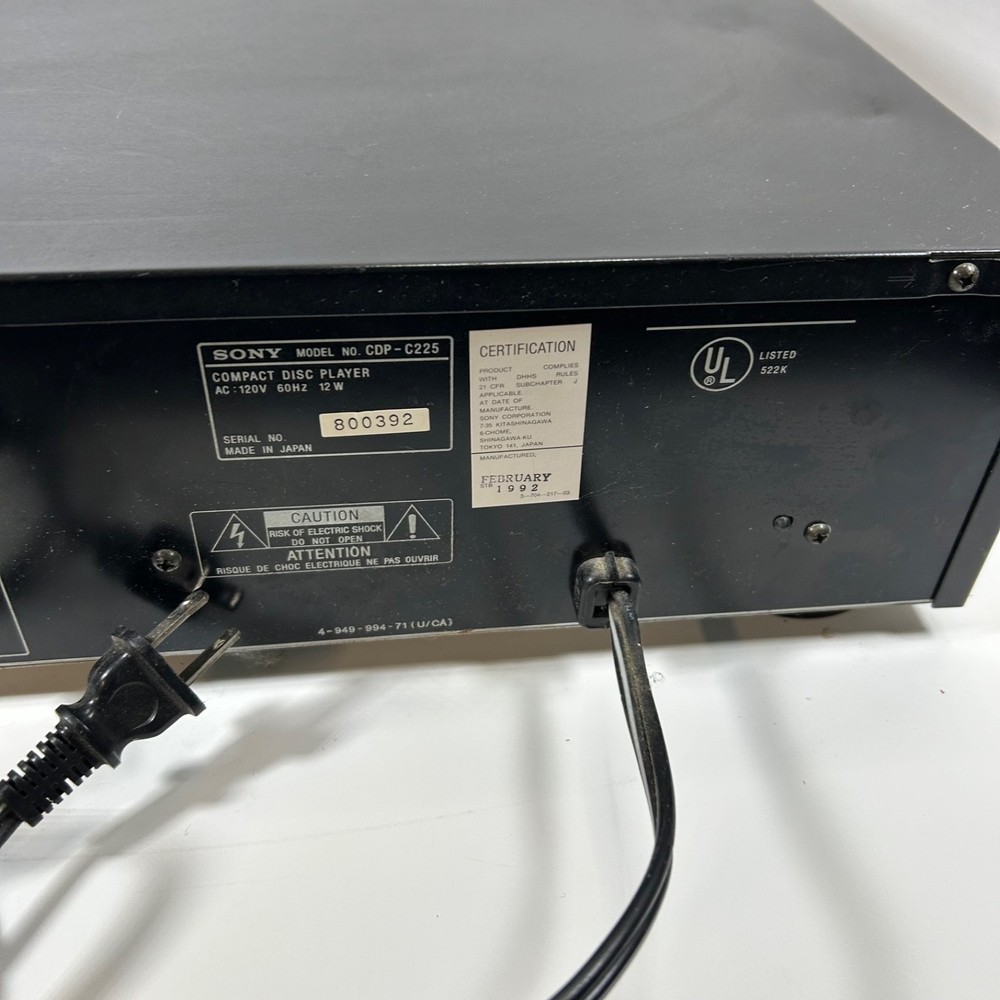 Sony CDP-C225 High Density Linear Converter Compact CD Player - TESTED No Remote