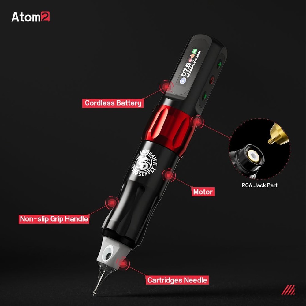 Dragonhawk Atom2 Tattoo Kit Wireless Pro Gun Machine 20