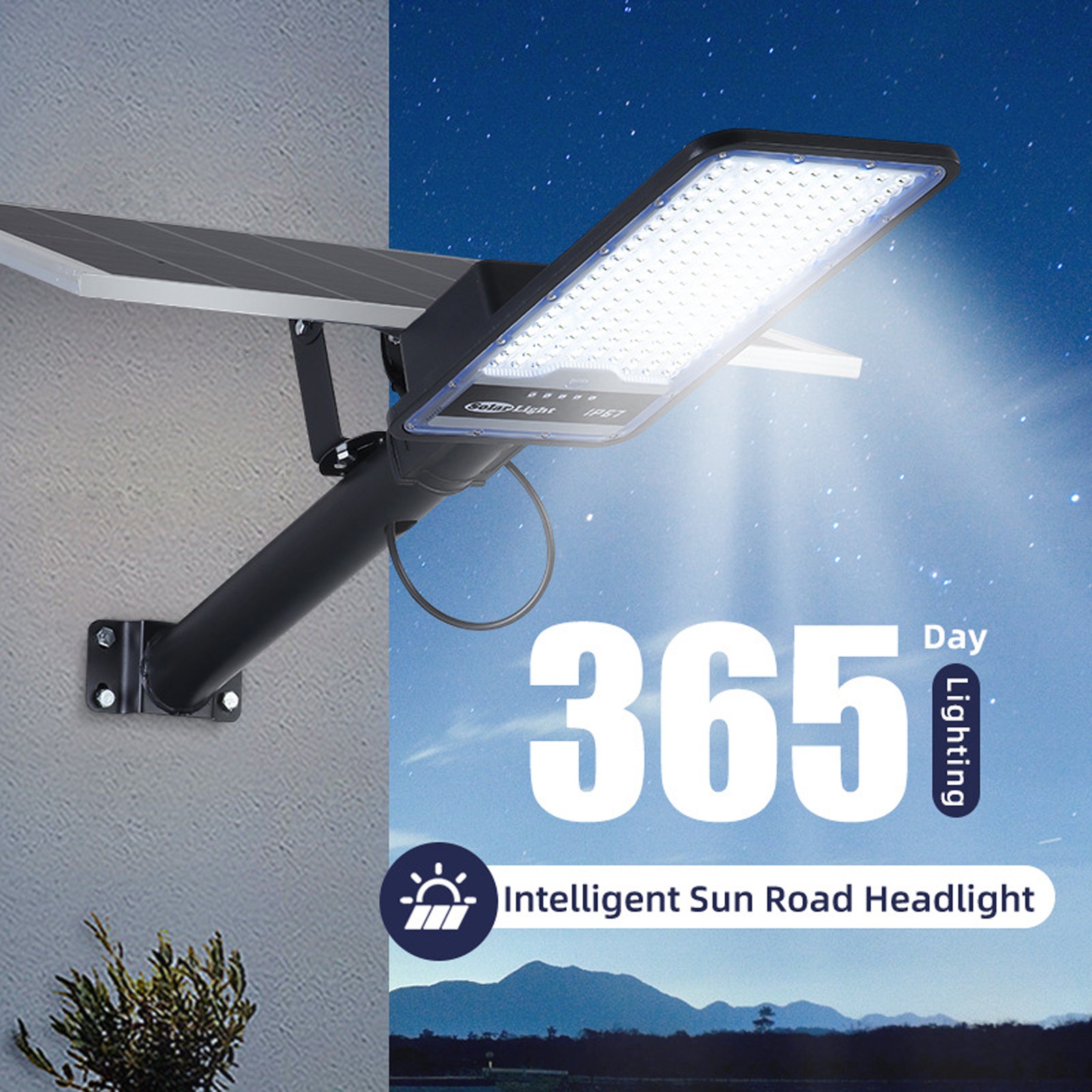 Commercial Solar Street Lights Outdoor Dusk-to-Dawn Solar High Bright Aluminum