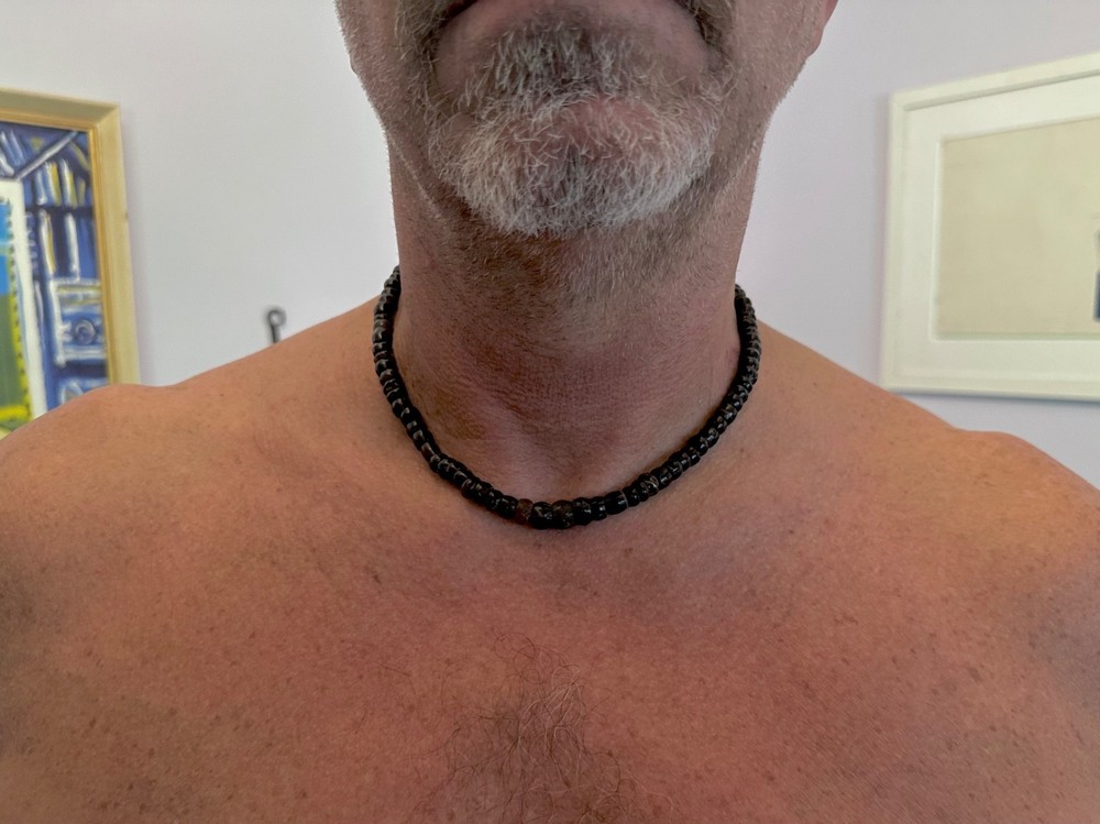(B) Ancient Neolithic RARE Black Agate Stone Beads Necklace