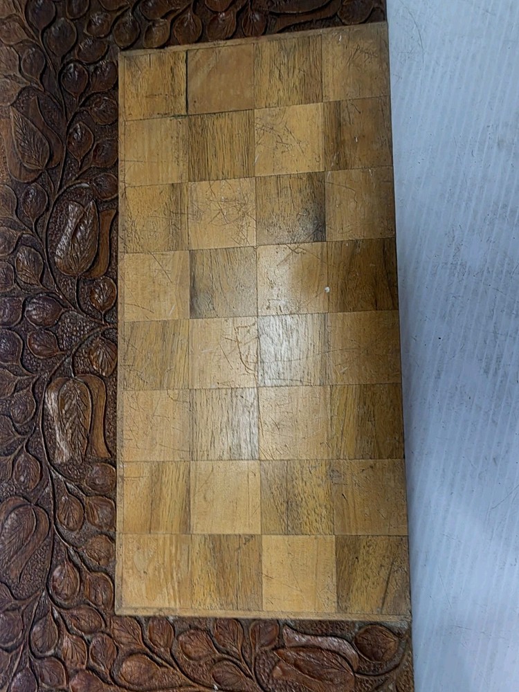 Vintage Wooden Handmade Middle Eastern Chess Board Backgammon Set