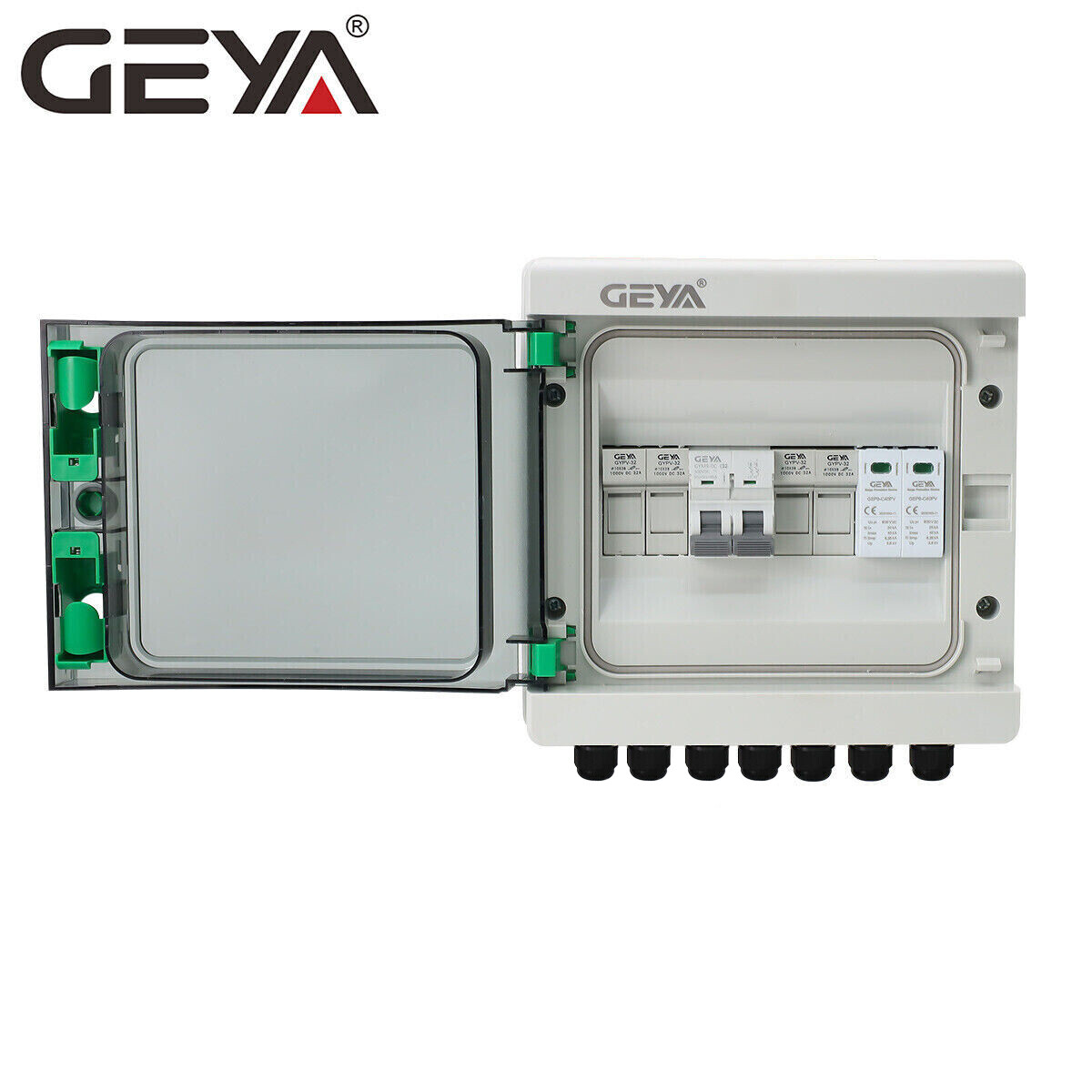 GEYA Solar PV Combiner Box Plastic 15A 2string 500DC Circuit Breaker Solar Panel