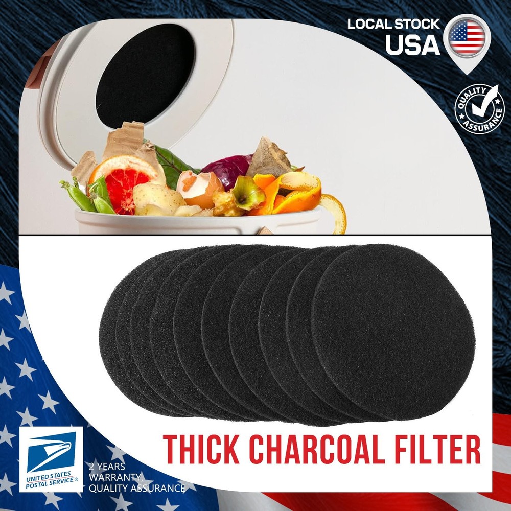 10Pcs Charcoal Filters Compost Bin Replacement Filter Round 6.7 inch Extra Thick