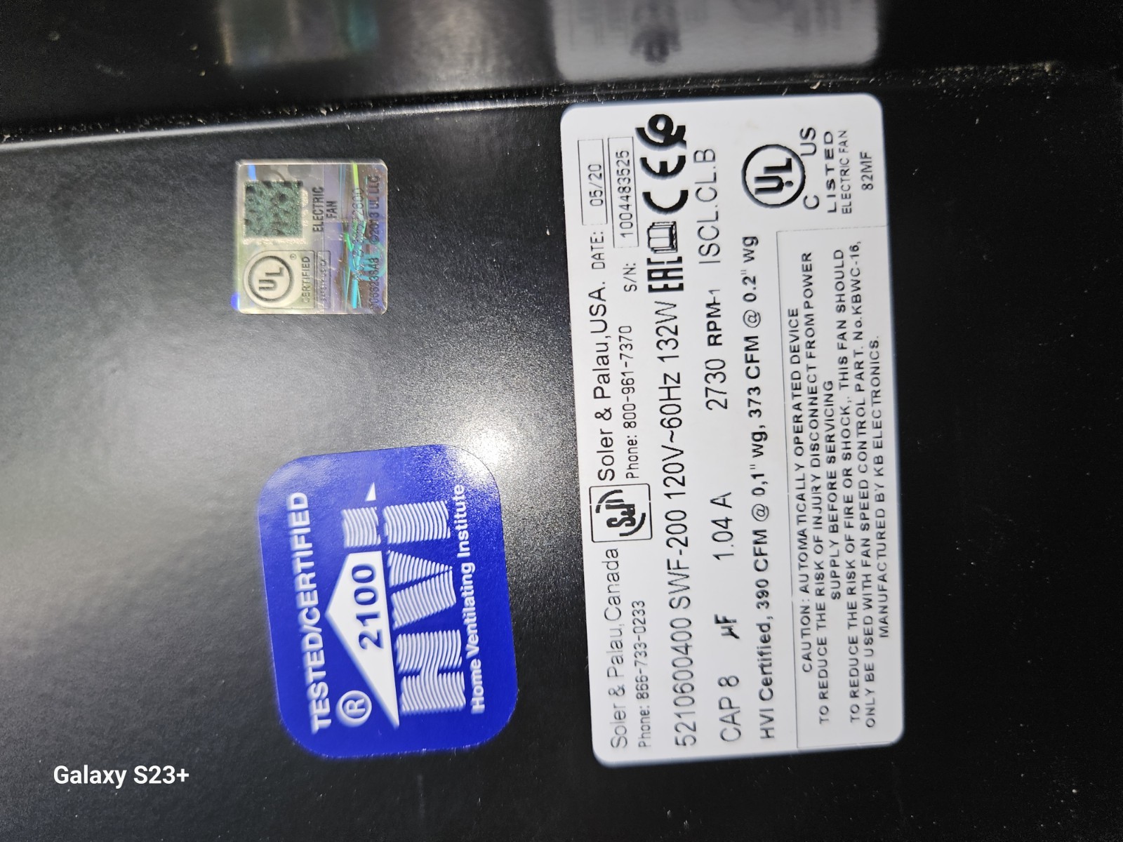 Soler and Palau SWF-200 8"/200MM Externally Mounted Centrifugal - Silver