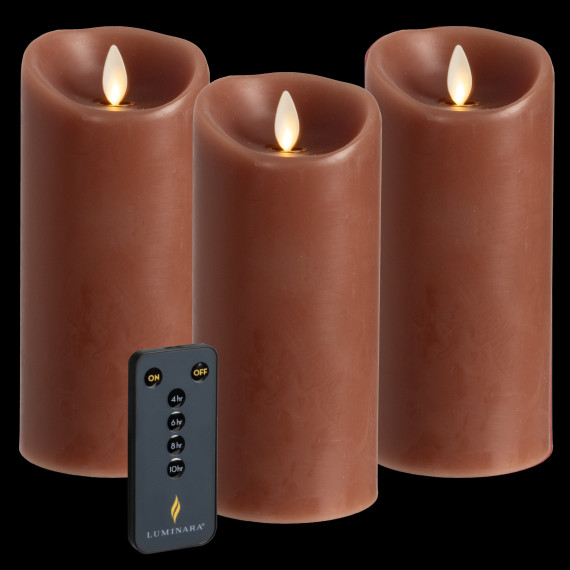 Luminara 3-Piece Flameless 6.5" Pillar Candle Set with Remote