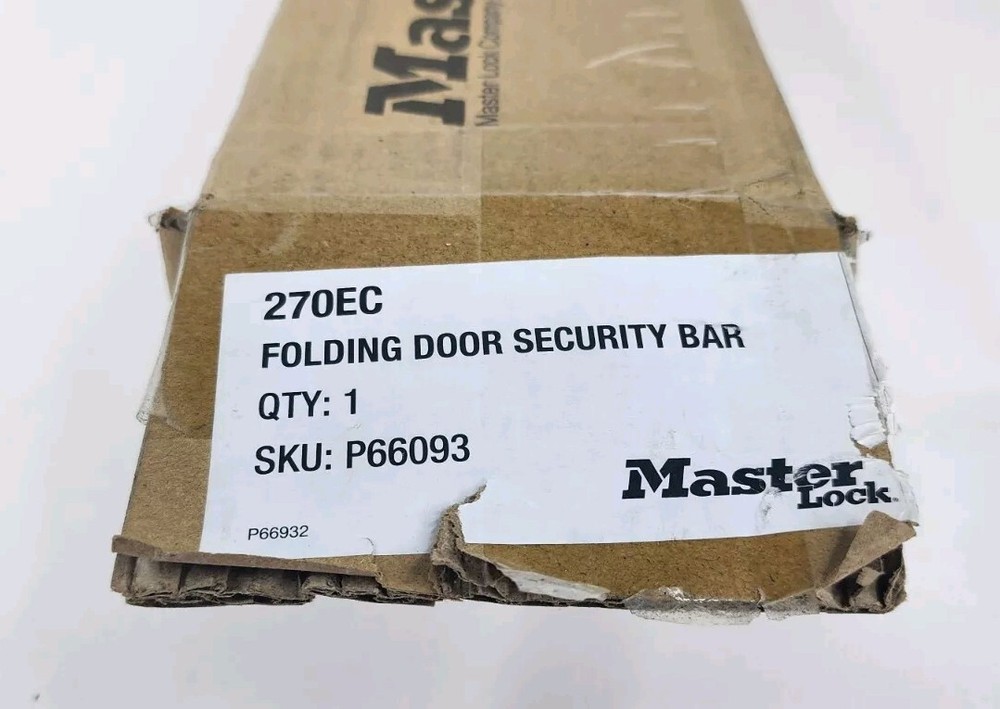 Master Lock Compact Door Stopper Folding Security Bar Adjustable, White