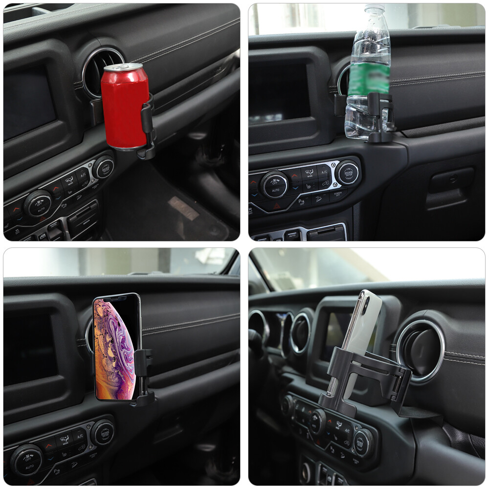 Multi-Function Drink Cup Phone Holder Bracket Organizer for Jeep Wrangler JL 18+