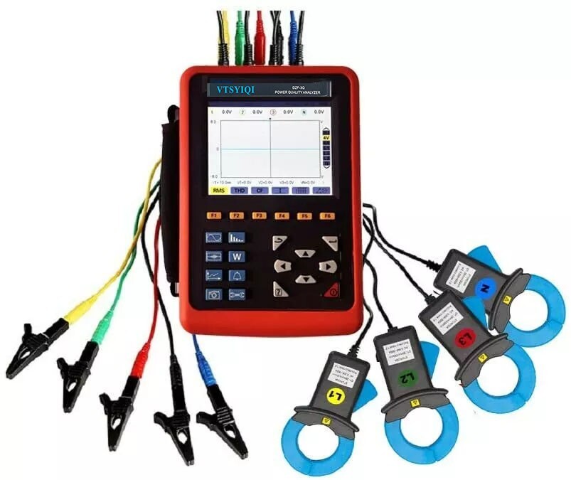 3 Phase Power Quality Analyzer Power Energy Meter with 4PCS Round Current Sensor